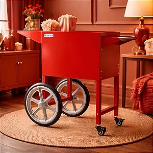 Carrinho para máquina de pipoca Et-Pop6c - Estilo Retrô Vermelho