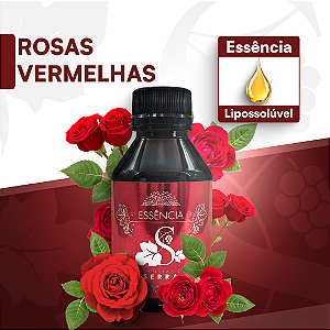 ROSAS VERMELHAS - ESSÊNCIA LIPOSOLÚVEL - PREMIUM E CONCENTRADA PARA VELAS, SABONETES E COSMÉTICOS ARTESANAIS