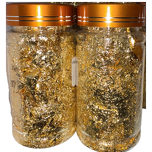 FOLHA DE OURO IMPORTADA PARA COSMÉTICOS, VELAS, EPÓXI, SABONETES - POTE GIGANTE - RENDE MUITO