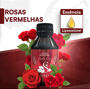 ROSAS VERMELHAS 100ML ESSÊNCIA LIPOSOLÚVEL - PREMIUM E CONCENTRADA PARA VELAS, SABONETES E COSMÉTICOS ARTESANAIS