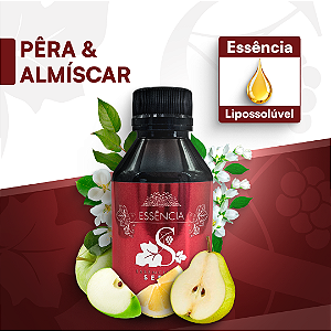 PÊRA E ALMÍSCAR 100ML ESSÊNCIA LIPOSOLÚVEL - PREMIUM E CONCENTRADA PARA VELAS, SABONETES E COSMÉTICOS ARTESANAIS