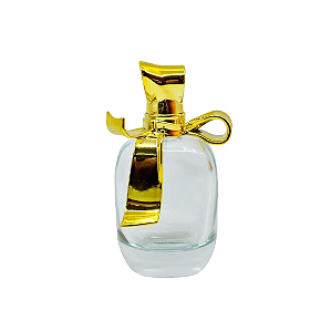 FRASCO VIDRO SPRAY 100ML COM TAMPA DOURADA E LAÇO