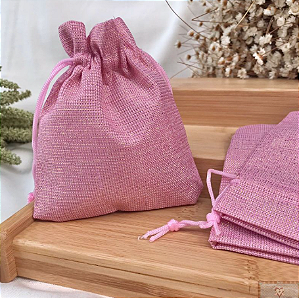 SAQUINHO LINHO 12X17CM COM 10 UNIDADES-ROSA