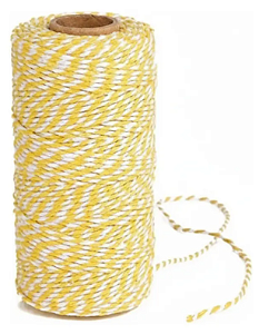 ROLO CORDÃO TWINE BAKERS BRANCO E AMARELO