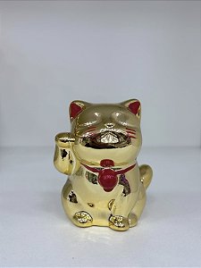 ENFEITE GATO DA SORTE METALIZADO DOURADO