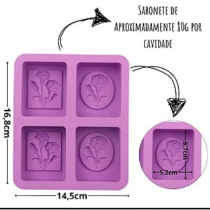 FORMA DE SILICONE  RETANGULAR DE FLORES