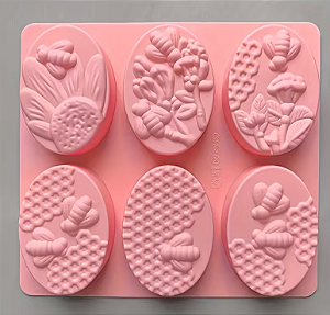 FORMA DE SILICONE PARA SABONETE ABELHAS E FLORES
