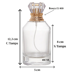 FRASCO DE VIDRO PERFUME FORTUNA CRISTAL 100ML