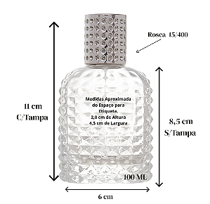 FRASCO DE VIDRO PERFUME INSPIRAÇÃO VALENTINO PRATA100ML