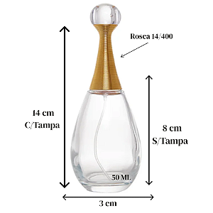 FRASCO DE VIDRO PERFUME INSPIRAÇÃO JADORE 50ML