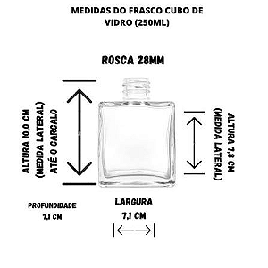 FRASCO DE VIDRO CUBO 250ML