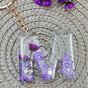 Chaveiro Simples em Resina – Kit c/ 5 unid | Letras Variadas
