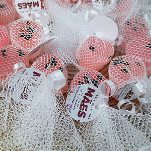 Mini Sabonete de coração 20gr com Embalagem Individual e Etiqueta Personalizada – Essência à Escolha
