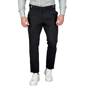 Calça de Alfaiataria Slim Masculina em Preto com Regulagem