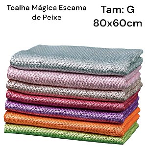 TOALHA  MÁGICA ESCAMA DE PEIXE 80X60 POLIESTER E NYLON