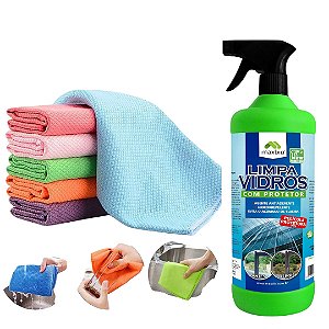 KIT TOALHA MÁGICA ESCAMA DE PEIXE 60x40 KIT 03 un + Limpa Vidros c/ Protetor