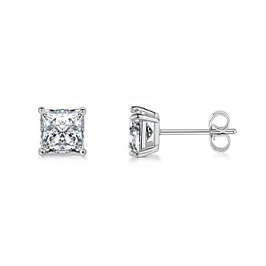Brinco Dianne Luz em Prata 925 e Zircônia 4mm Quadrada