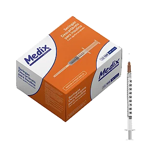 SERINGA INSULINA C/ AGULHA 1ML 26G 13 X 0,45MM MEDIX CX 100 UN