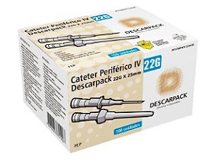 CATETER INTRAVENOSO TEFLON 22G DESCARPACK CX 100 UN
