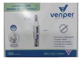 LANCETA DE SEGURANÇA 28G/1.8MM VENPER CX 100 UN