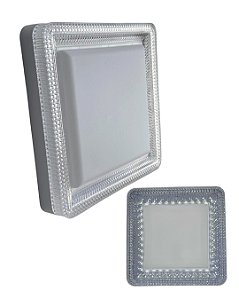 Painel Led Borda Infinita Cristal 40w Sobrepor Quadrado 23cmx23cm Frio 6500K Bivolt