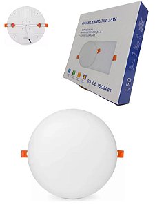 Plafon Led Borda Infinita 38w Embutido Redondo 22cmx22cm Bivolt Neutro 4000K