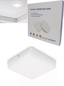 Plafon Led Borda Infinita 38w Soberpor Quadrado 22cmx22cm Bivolt Neutro 4000K