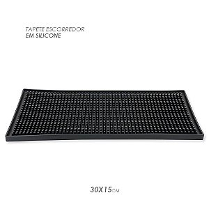 Tapete Escorredor Para Louças em Silicone Preto 30x15cm