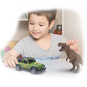 Brinquedo Infantil Carrinho Safari e Tiranossauro Rex