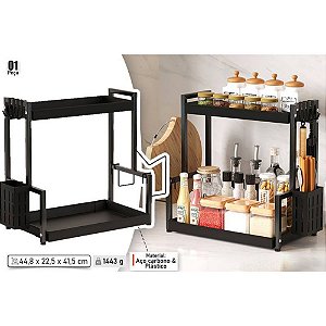 Organizador Multiuso de Metal com 2 Andares - Preta
