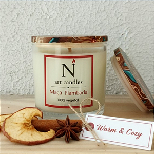 Vela Aromática Maçã Flambada - 100% Vegetal