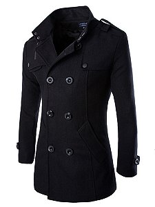 Sobretudo masculino trench coats inverno masculino casacos de ervilha duplo brea