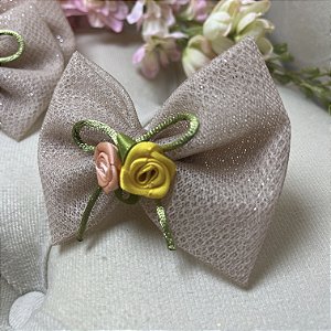 Laço de Tule cor Nude com Glitter para Pets