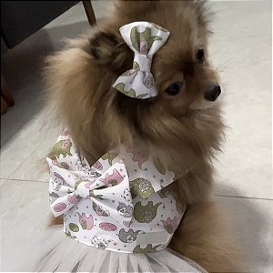 Vestido para Cães Estampado Estilo Princesa + Laço de Brinde