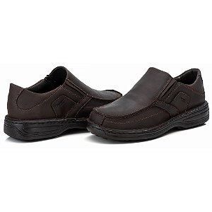 Sapato Casual Conforto Couro Marrom