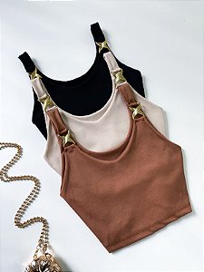 Cropped em Ribana de Alça com Fivela Julia Ref. 1657