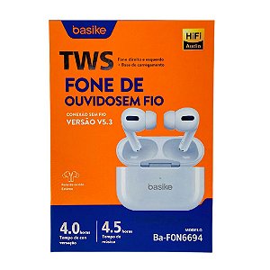 Fone Bluetooth Basike TWS Estéreo Alta Definição Ba-FON6694
