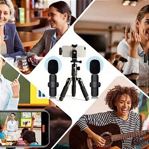 Microfone Lapela Sem Fio Duplo Tipo C para Celular