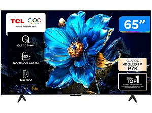 Smart TV QLED 65" TCL 4K UHD - Modelo 65P7K com Google TV e Assistente Google