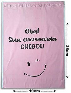 Envelope Plástico de Segurança Oba! Sua Encomenda Chegou - Rosa 19x25