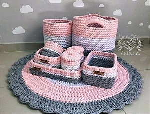 Kit Completo de Organização para Bebê - 9 Peças em Crochê