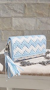 Clutch de Macramê Azul e Branco