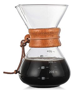 Método De Café Cafeteira Tipo Chemex Gola Wood 400ml