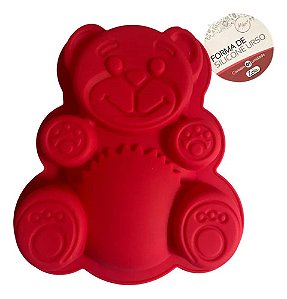 Forma De Silicone Urso Para Bolo Gelatina Doces 300ml Vermelho