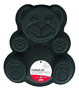 Forma De Silicone Urso Para Bolo Gelatina Doces 300ml Preto