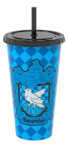 Copo Com Tampa E Canudo Harry Potter Corvinal Ravenclaw 700ml