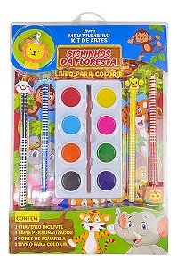 Kit Artes Aquarela Bichinhos da Floresta Infantil