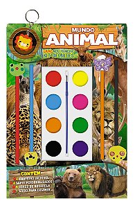 Kit Artes Aquarela Mundo Animal Infantil Criativo