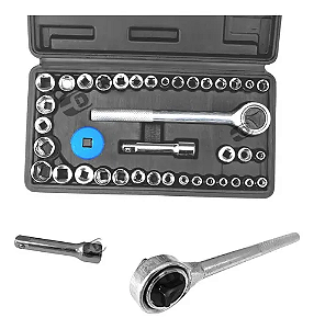 Jogo Soquetes 40 Pecas Completo Bits Catraca Kit Ferramentas Linha Premium