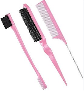 Kit Escova Escovinha Pente Baby Hair Sobrancelha Cabelo Lace